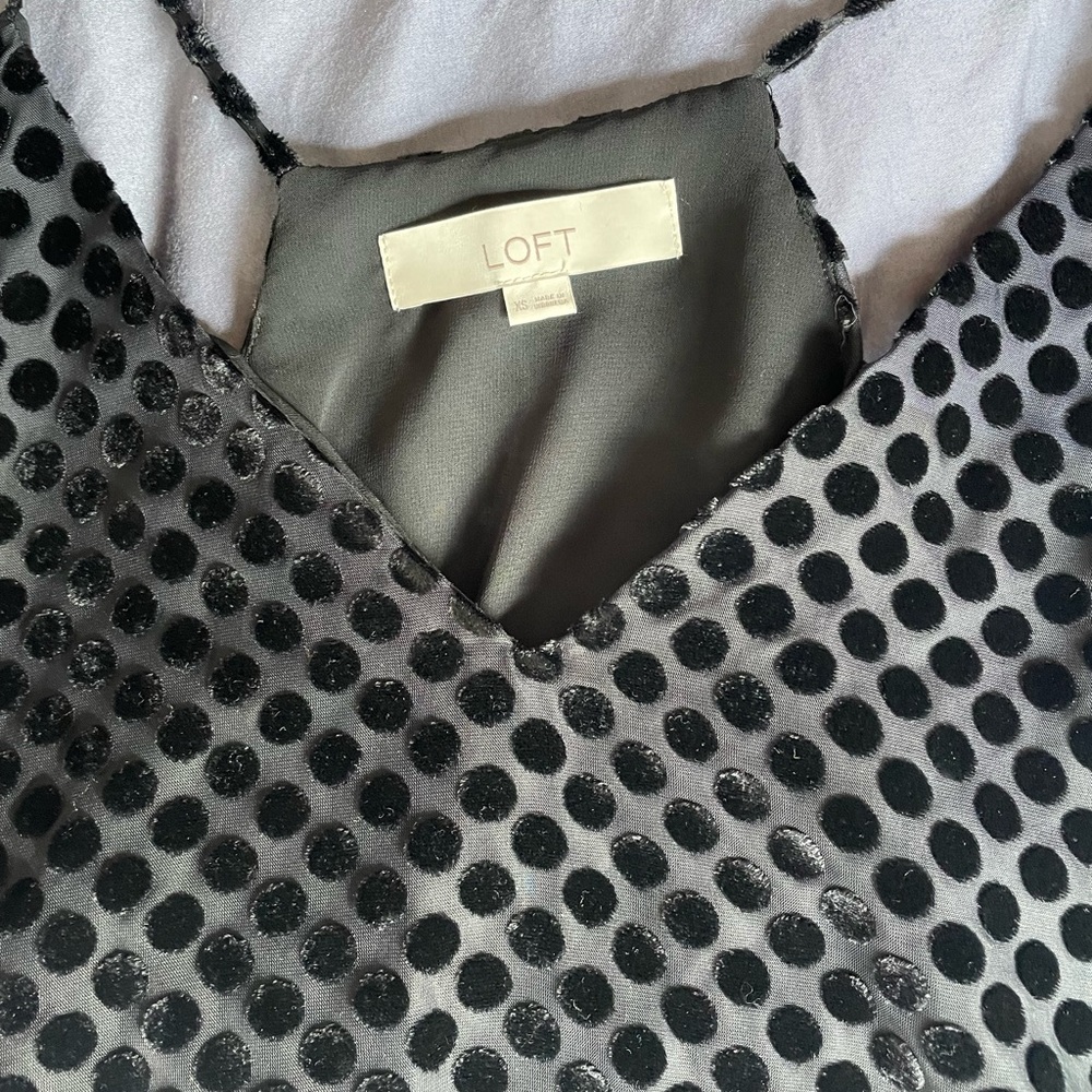 2 for $10 Loft black tank top with velvet dots very classy new without tags